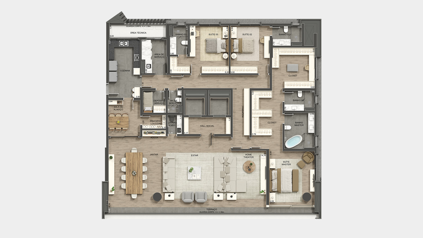 314m² - 3 suítes - 4 vagas<br>Suíte Master e Sala Ampliadas